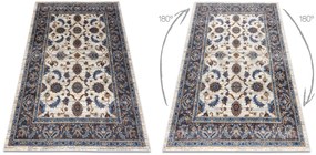 Koberec SOFT 6019 Kvetiny vzor rámu béžová / modrá /  červená