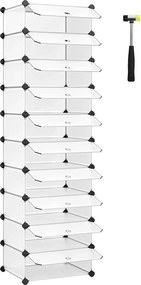 Stojan na topánky, plastový, s 10 priehradkami, biely