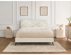 Béžová čalúnená dvojlôžková posteľ s roštom 140x190 cm Prune – Bobochic Paris