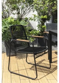 Záhradná stolička stohovateľná Garden Place LILI s povrazovým vzorom čierna