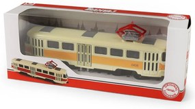 RAPPA Kovová česká retro električka Tatra T3 s otváracími strednými dverami - 16 cm - žltá