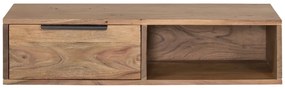furniture-nabytek.cz - Masívna nástenná polica Auckland z akácie, lakovaná, hnedá – 80×30×20 cm