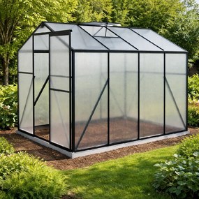 Skleník so základňou BestBerg BBGH-806B / 4,8 m² / 252 × 190 × 194 cm / čierna