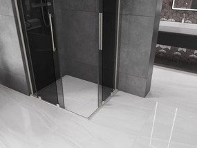 Mexen Velar L Duo, sprchový kút s posuvnými dverami 100 x 90 cm, 8mm šedé sklo, brúsená oceľ, 871-100-090-02-43-97