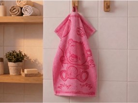 Detský uterák BEBÉ medvedík ružový 30x50 cm