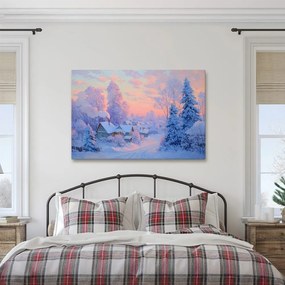 Obraz vianočná dedinka za súmraku