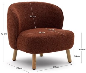 Kreslo v terakotovej farbe z textílie buklé Ulit – Kave Home