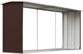 vidaXL Záhradná kôlňa na drevo hnedá 330x92x153 cm galvanizovaná oceľ