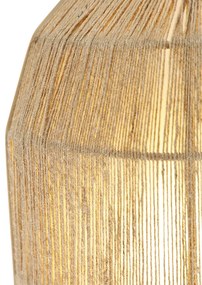 Orientálna nástenná lampa čierna s jutovým lanom - Riki