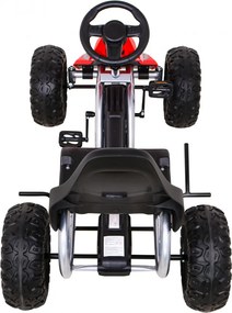 Ramiz Veľká silná detská motokára s pedálmi Červená + 100 kg záťaž + EVA kolesá + Ručná brzda + Športové sedadlo
