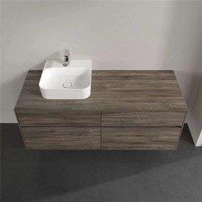 VILLEROY &amp; BOCH Collaro závesná skrinka pod umývadlo na dosku (umývadlo vľavo), 4 zásuvky, s LED osvetlením, 1400 x 500 x 548 mm, Stone Oak, C101B0RK