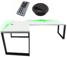 Písací Stôl Roh. Loft Low Biely 180x120x2,8 Model 2