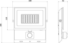 Mexen Luxpro+ LED reflektor s pohybovým senzorom, 50W, studená - 6500K, 5500 lm, čierna - L236-050-65-70