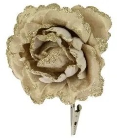 Zlatá vianočná ružička na klipe, vzor 2, 11 cm