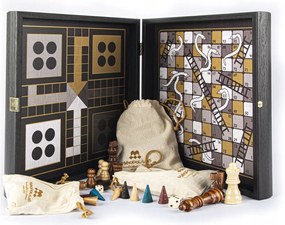 Tradičné hry, sada spoločenských hier Človeče nehnevaj sa, šach, 34x64 Manopoulos