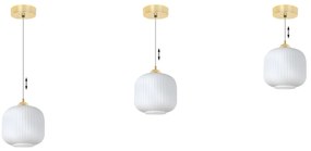 Závesné svietidlo Riffle 2, 1x biele sklenené tienidlo, g