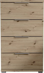 Nočný stolík/skrinka so 4 zásuvkami Smilla, výška 79 cm, dub artisan