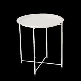 Okrúhly kovový kávový stolík 47 x 50,5 cm - biely