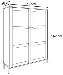 VITRÍNA THEO S VIEDENSKÝM VÝPLETOM DUB PUCCINI 120 cm