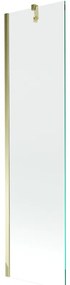 Mexen Next, vaňová  zástena 1-krídlová 50 x 150 cm, fixné krídlo, 6 mm číre sklo, zlatý profil, 895-050-000-00-00-50