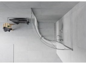 Mexen Rio, štvrťkruhový sprchovací kút s posuvnými dverami 70(dvere) x 70(dvere) x 190 cm, 6mm číre sklo s pásikmi, chrómový profil, 863-070-070-01-20