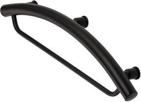 Deante Vital príslušenstvo, nástenné kovové madlo s miestom pre uterák, čierna matná, DEA-NIV_B41H