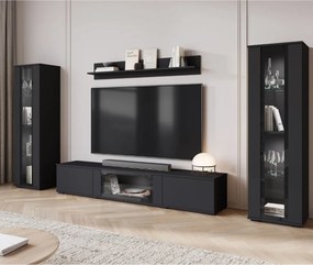 Sada modulového nábytku do obývačky v čiernej farbe - závesná alebo stojaca