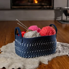 Altom Bavlnený hranatý košík Dark blue, 21 x 31 x 16 cm, S