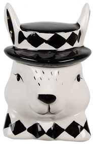 Čiernobiela keramická dóza Black&White Bunny - 9*8*11 cm