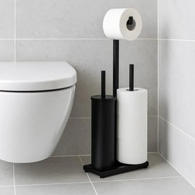 Erga Pap, držiak toaletného papiera s WC kefou a zásobníkom na papier, čierna matná, ERG-YKA-P.PAP-WC-FB