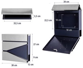 STILISTA nástenná poštová schránka 37 x 36 x 10,5 cm, oceľ