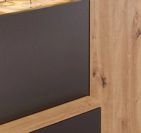 Obývacia  stena Heathrow, dub artisan/antracit, s osvetlením
