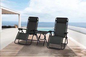 MI Sada 2x ležadlo DELUX čierne + stolík