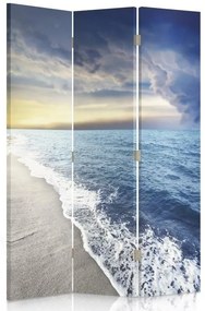 Ozdobný paraván, Mraky na břehu moře - 110x170 cm, trojdielny, klasický paraván
