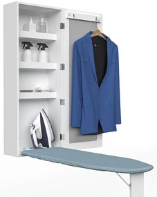 Nástenná zrkadlová úložná skrinka s výklopnou žehliacou doskou