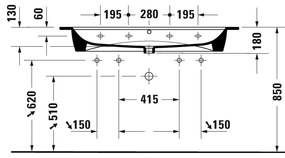 Duravit ME by Starck - Umývadlo do nábytku 1230x490 mm, biela matná 2361123260