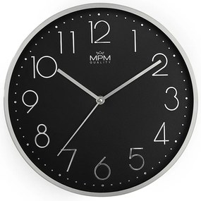 Kovové hodiny čierne MPM Metallic Elegance ∅ 300 × 40 mm