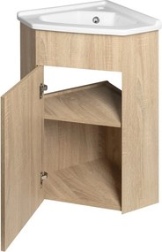 Aqualine Aqualine, ZOJA rohová umývadlová skrinka 39x74x39cm, dub platin, 50346