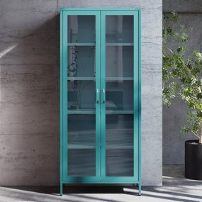 Vitrína ANGELO, 800 x 1850 x 450 mm, Modern: morská modrá