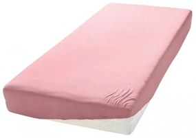CARBOTEX - Napínacie Jersey bavlnené prestieradlo na jednolôžko - svetlo ružové / 90 x 200 cm