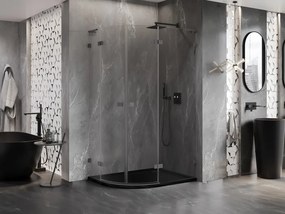 Mexen Lunar, L pravý polkruhový sprchový kút 100 x 90 cm, 8mm číre sklo, grafitový profil, 833L-100P-090L-95-00