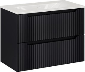 Comad Kúpeľňová skrinka s keramickým umývadlom Nova Black 80 cm - čierna matná