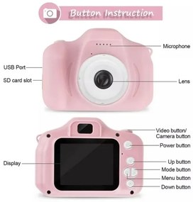 Dětský digitální fotoaparát se silikonovým obalem v podobě kočičky - růžový