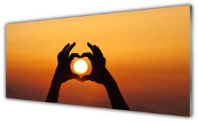 Obraz plexi Ruky srdce slnko láska 125x50 cm