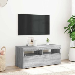 vidaXL TV skrinka s LED svetlami sivý dub sonoma 90x35x40 cm