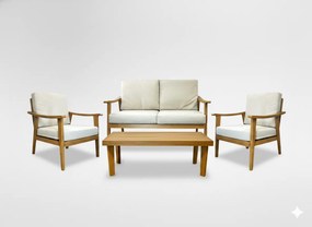 Garden Line SÚPRAVA HLINÍKOVÉHO NÁBYTKU „TIRANA“ (SOFA + 2 KRESLÁ + STÔL) BEŽOVÁ + BEŽOVÉ VANKÚŠE *9538