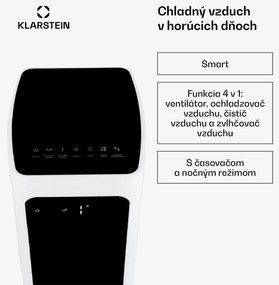 Klarstein Skytower 360° Smart, ochladzovač vzduchu, 60 W, 450 m³/h, 6 l, mobilný