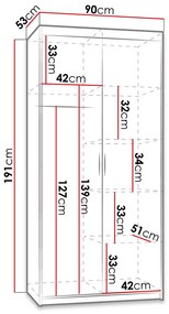 Šatníková skriňa Milica 2D (dub lefkas). Vlastná spoľahlivá doprava až k Vám domov. 1122599
