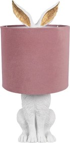 Biela stolná lampa králik s ružovým tienidlom Rabbi - Ø 20*43 cm