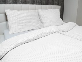 Biante Hrejivé posteľné obliečky Minky 3D bodky MKP-033 Snehovo biele Jednolôžko 140x200 a 70x90 cm